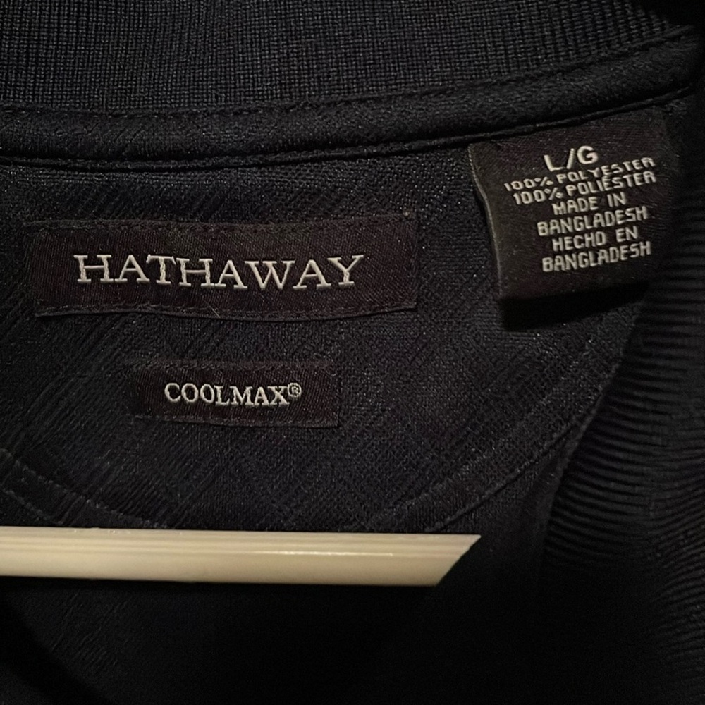 Hathaway men’s large CoolMax golf shirt dark blue. Excellent condition.